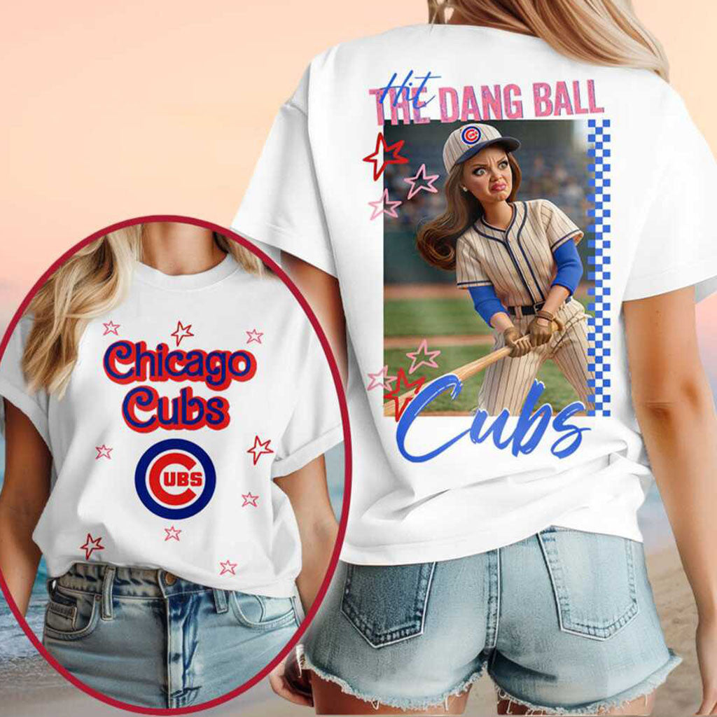 Chicago Cubs Grumpy Girl Hit The Dang Ball Shirt Cubs Merch Presents For Baseball Fans - Merchluma