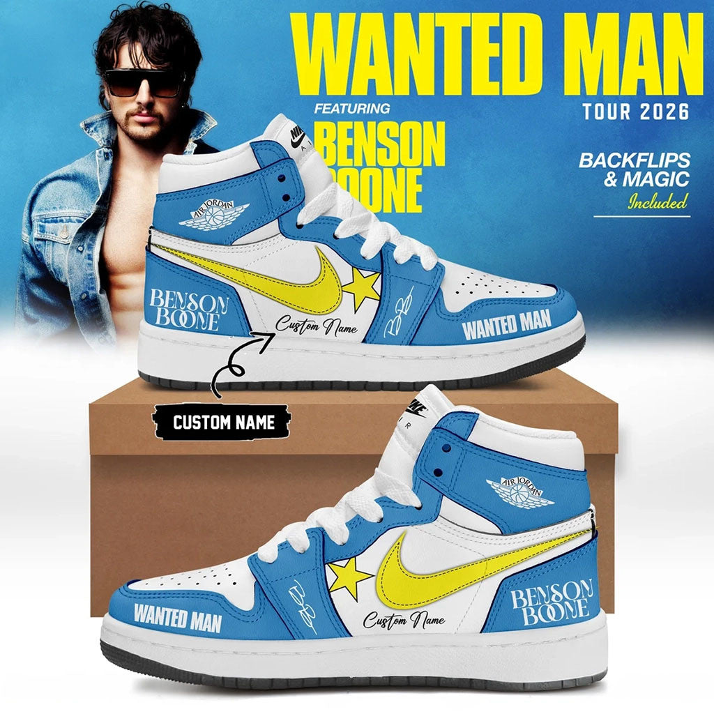 Personalized Benson Boone Merch 2026 BB Wanted Man Sneakers Cool Gifts For Music Lovers - Merchluma