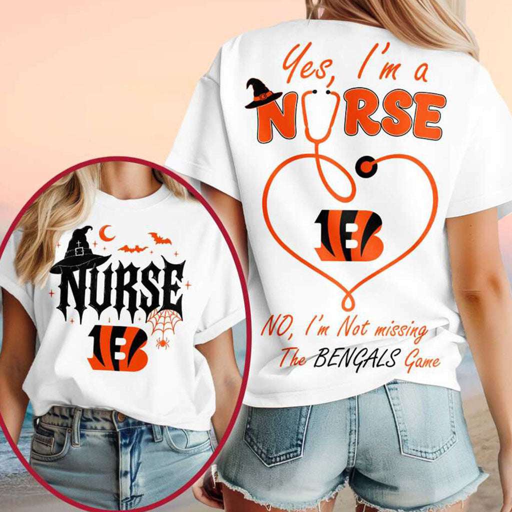 Cincinnati Bengals Yes I'm A Nurse Halloween Witch Hat Shirt Bengals Merch Football Fan Gear - Merchluma