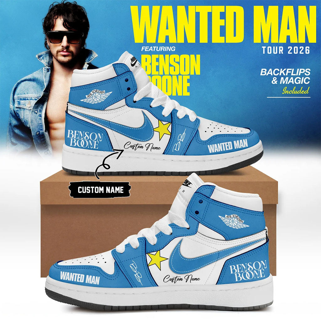 Personalized Benson Boone Tour Merch 2026 Wanted Man Shoes Sneakers Present For Music Lovers - Merchluma