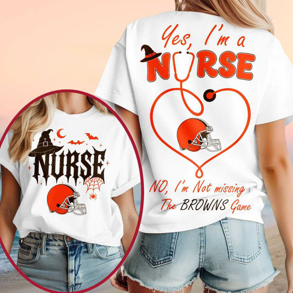 Cleveland Browns Yes I'm A Nurse Halloween Witch Hat Shirt Browns Merch Halloween Gifts - Merchluma