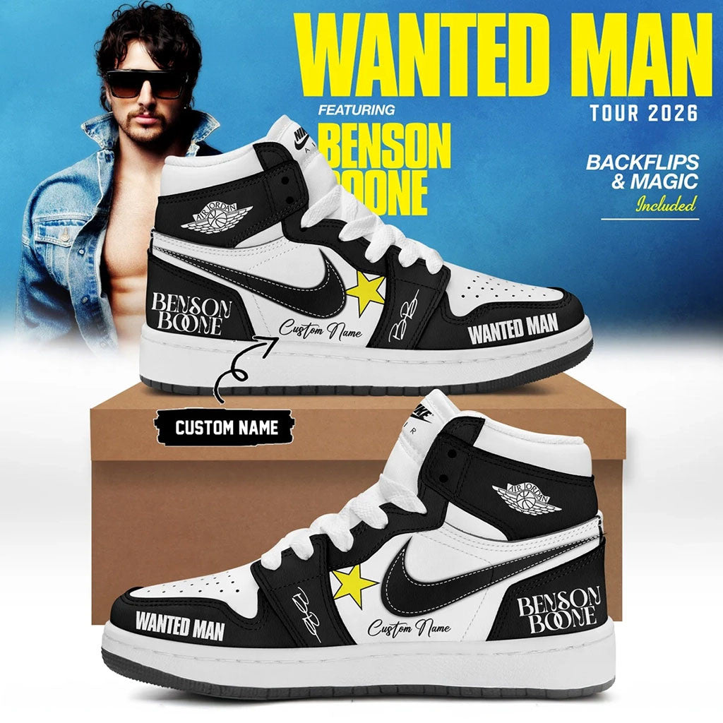 Personalized Benson Boone Tour Merch 2026 Wanted Man Sneakers Best Gifts For Music Lovers - Merchluma