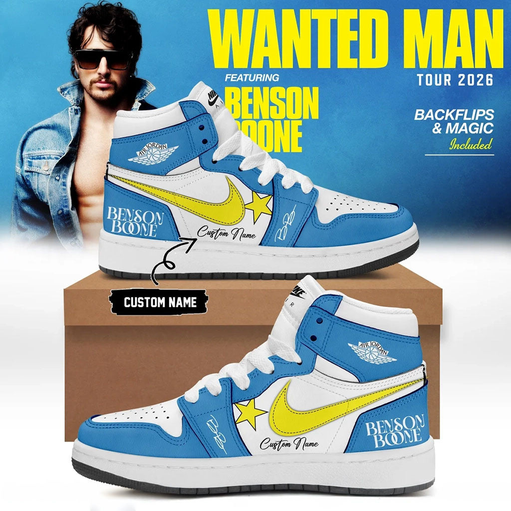 Personalized Benson Boone Wanted Man Sneakers Benson Boone Merch 2026 Best Gift For Fans - Merchluma