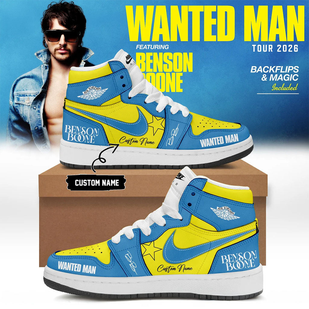 Personalized Benson Boone Wanted Man Sneakers Benson Boone Merch 2026 Gift For Music Lovers - Merchluma