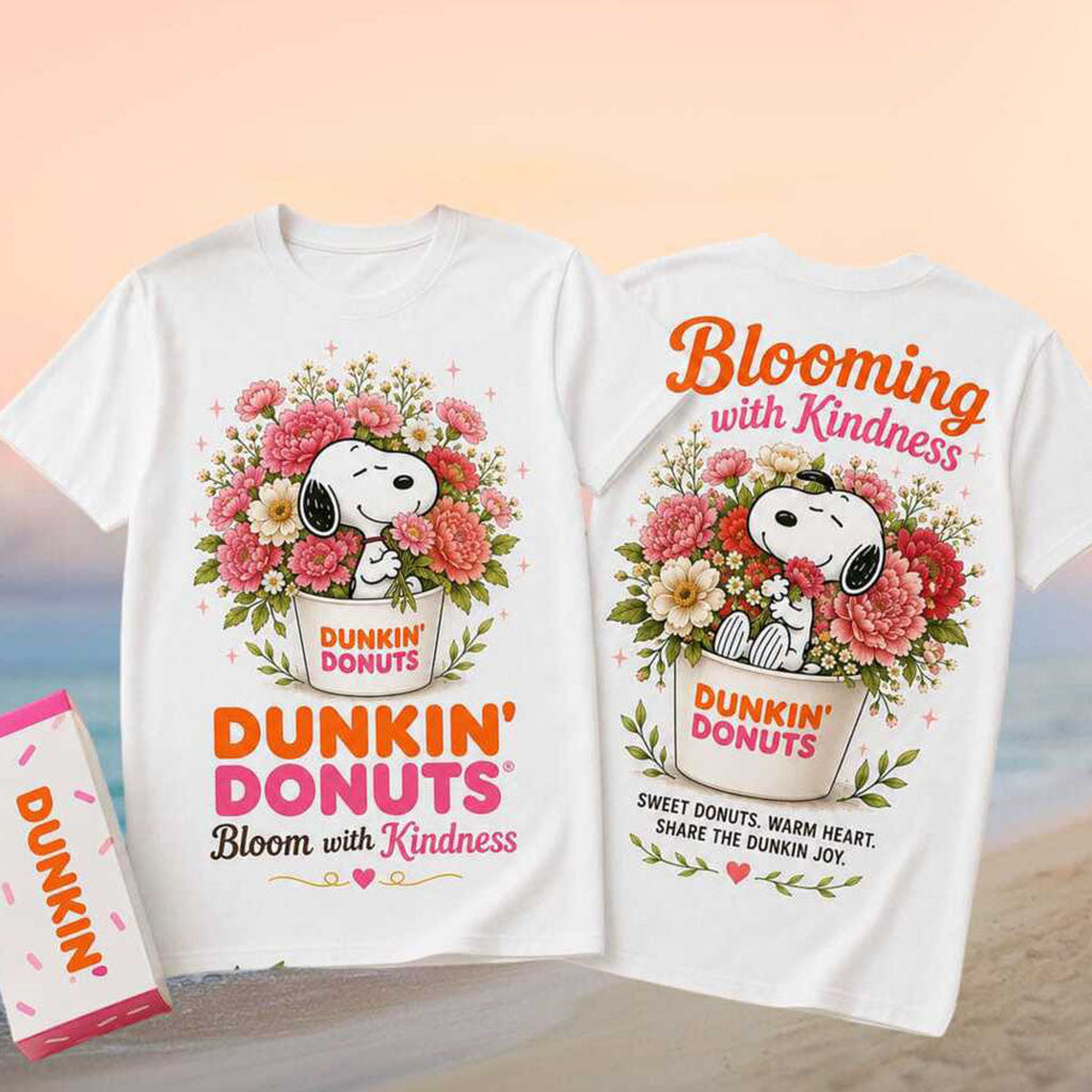 Dunkin Donuts Peanuts Snoopy Floral Blooming With Kindness Shirt Cute Snoopy T-Shirt Gifts - Merchluma