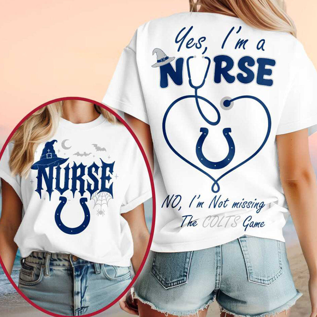 Indianapolis Colts Yes I'm A Nurse Halloween Shirt Colts Merch Presents For Football Fans - Merchluma