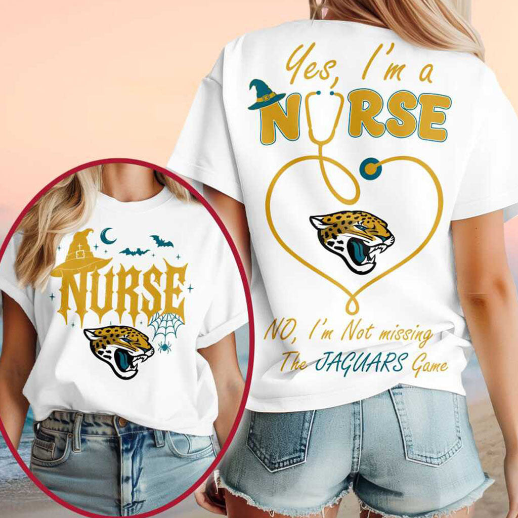 Jacksonville Jaguars Yes I'm A Nurse Halloween Shirt Jaguars Merch Best Gifts For Football Fans - Merchluma