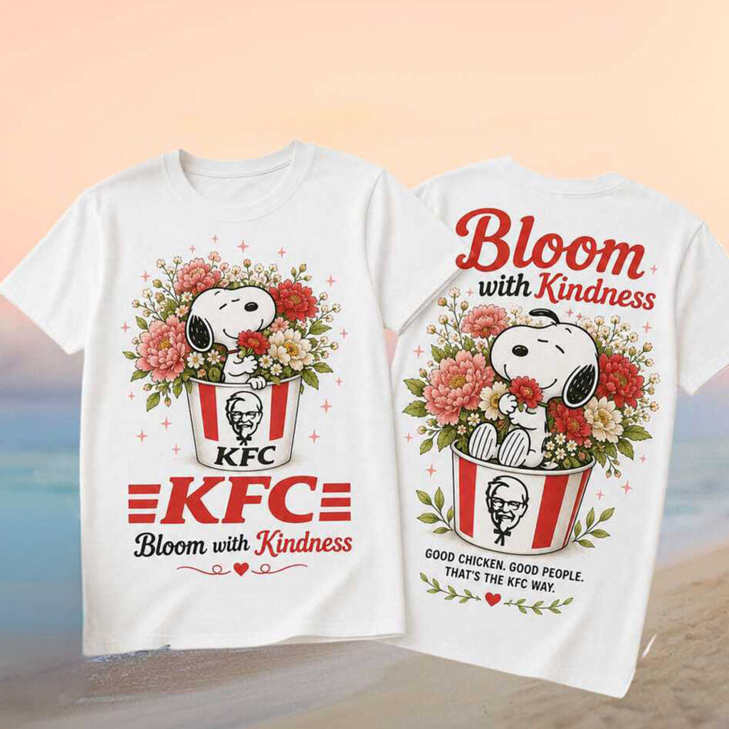KFC Fast Food Peanuts Snoopy Floral Blooming With Kindness Shirt Cute T-Shirt KFC Fan Gifts - Merchluma