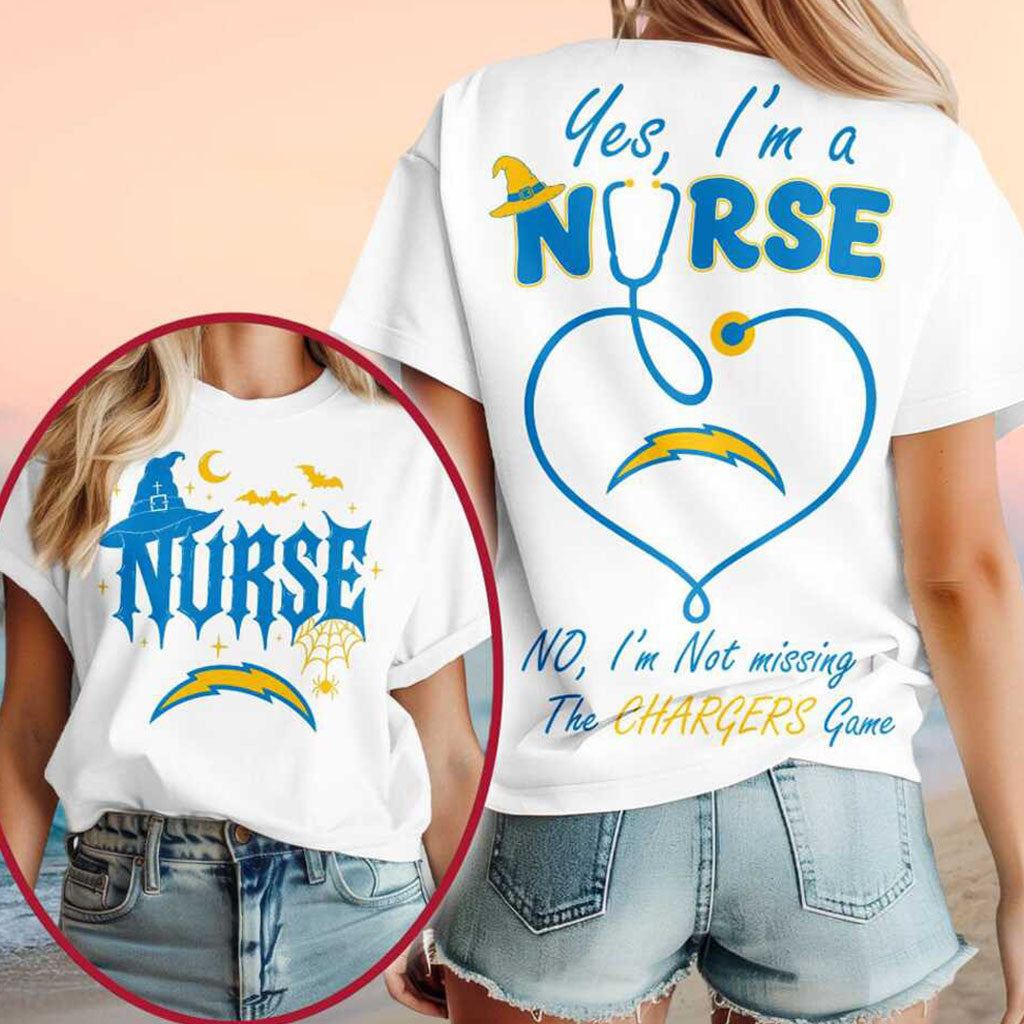 Los Angeles Chargers Yes I'm A Nurse Halloween Shirt Chargers Merch Football Fan Gift Ideas - Merchluma