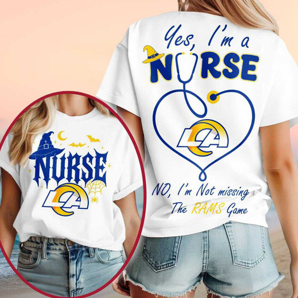 Los Angeles Rams Yes I'm A Nurse Halloween Shirt Rams Merch Gift Ideas For Football Lovers - Merchluma