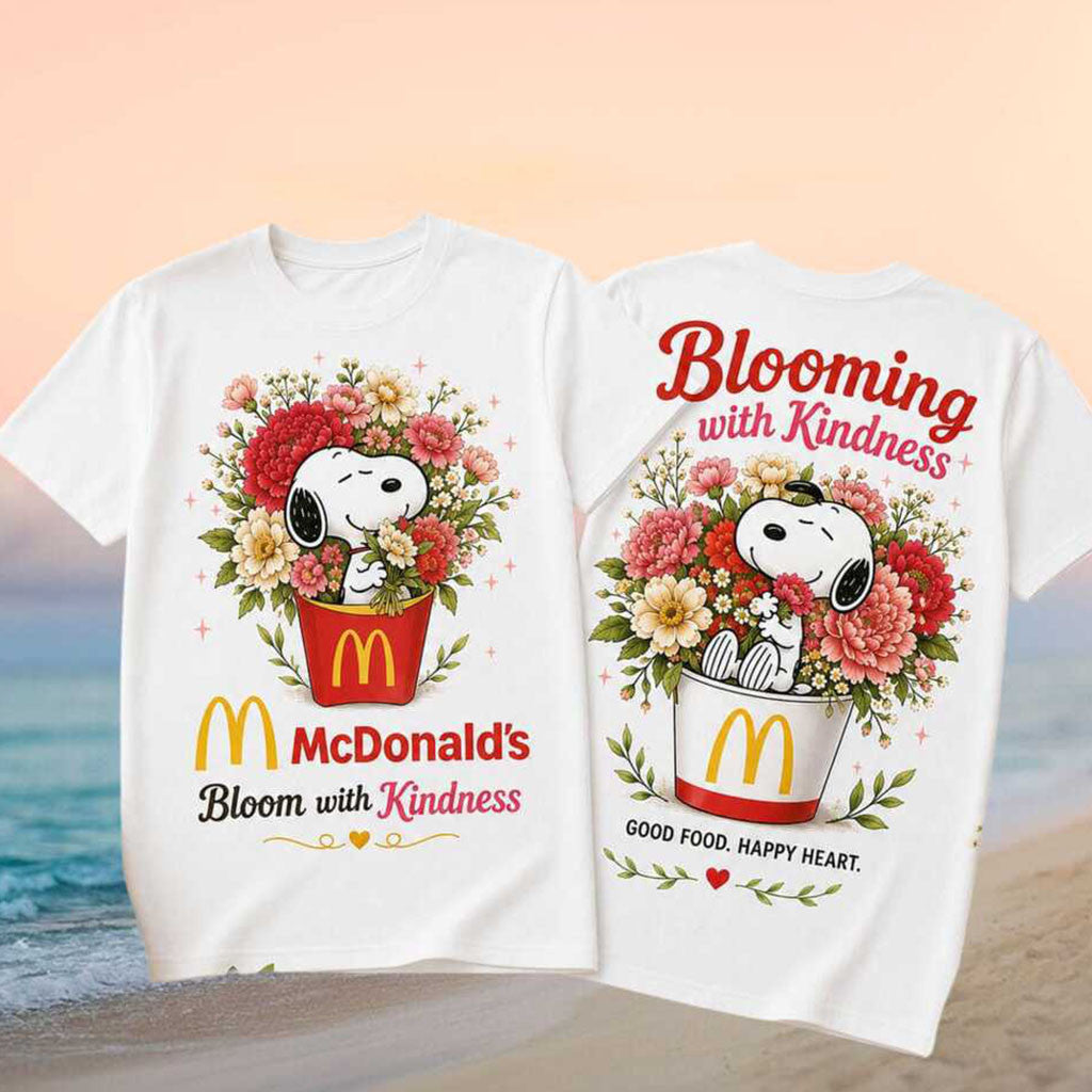 McDonald's Peanuts Snoopy Floral Blooming With Kindness Shirt Cute Tees McDonald's Fan Gifts - Merchluma