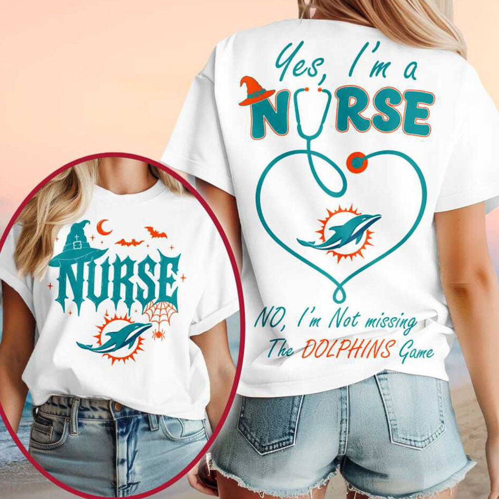 Miami Dolphins Yes I'm A Nurse Halloween Shirt Dolphins Merch Gift Ideas For Football Lovers - Merchluma