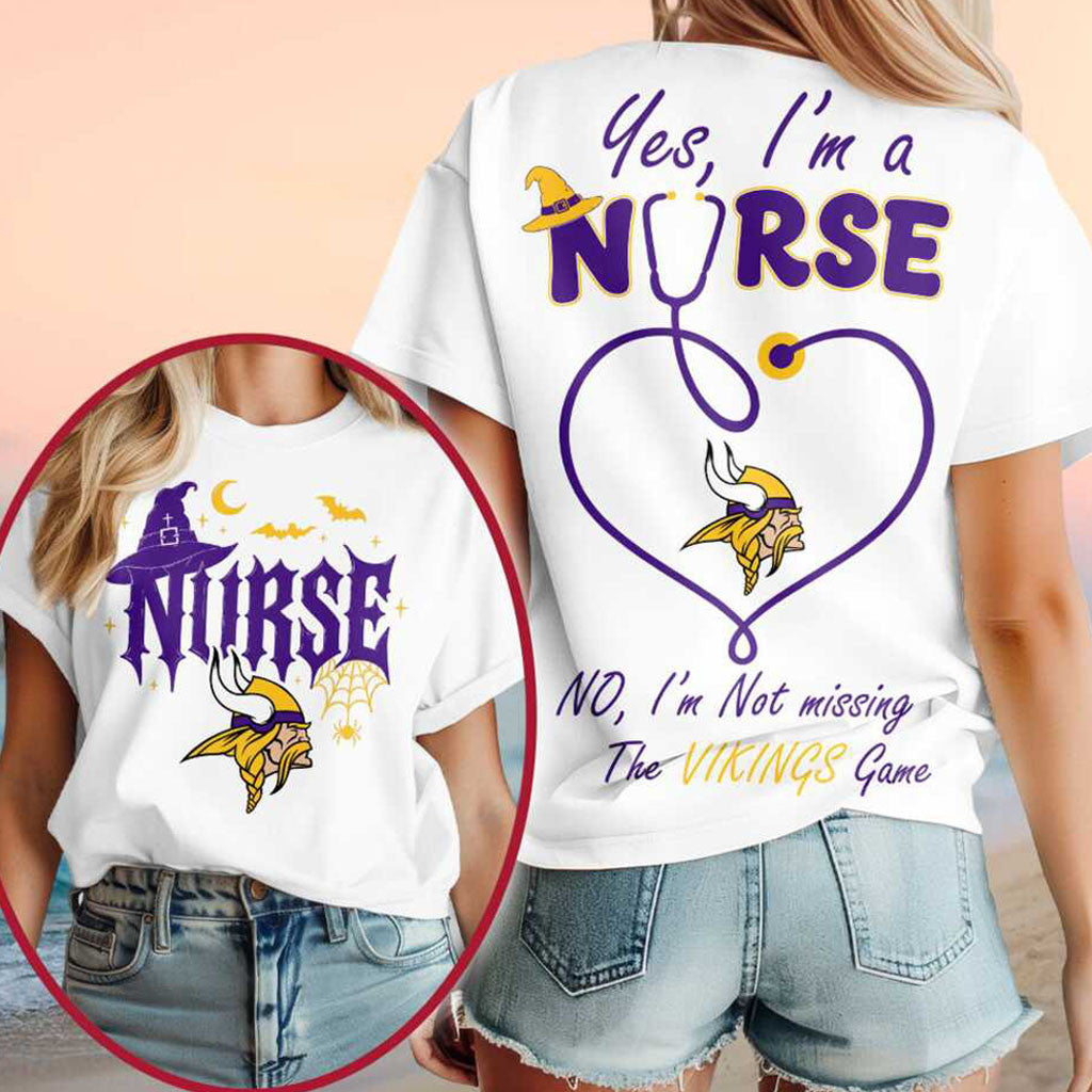 Minnesota Vikings Yes I'm A Nurse Halloween Shirt Vikings Merch Best Gift For Football Lovers - Merchluma