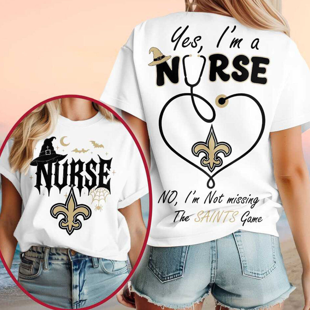 New Orleans Saints Yes I'm A Nurse Halloween Shirt Saints Merch Best Gift For Halloween - Merchluma