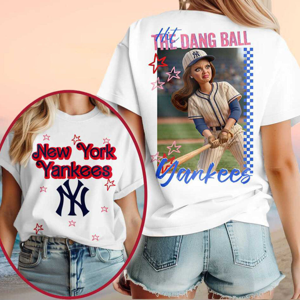 New York Yankees Barbie Hit The Dang Ball Shirt Yankees Merch Gift Ideas For Baseball Fans - Merchluma