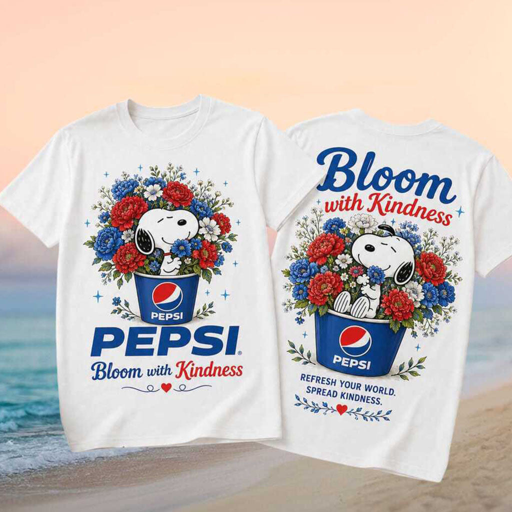 Pepsi Peanuts Snoopy Floral Blooming With Kindness Shirt Cute Snoopy T-Shirt Pepsi Fan Gifts - Merchluma