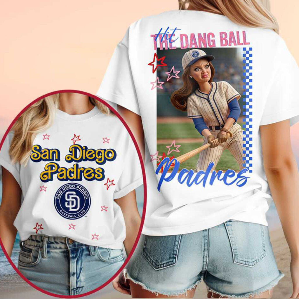 San Diego Padres Grumpy Girl Hit The Dang Ball Shirt Padres Merch Gift Ideas For Baseball Fans - Merchluma