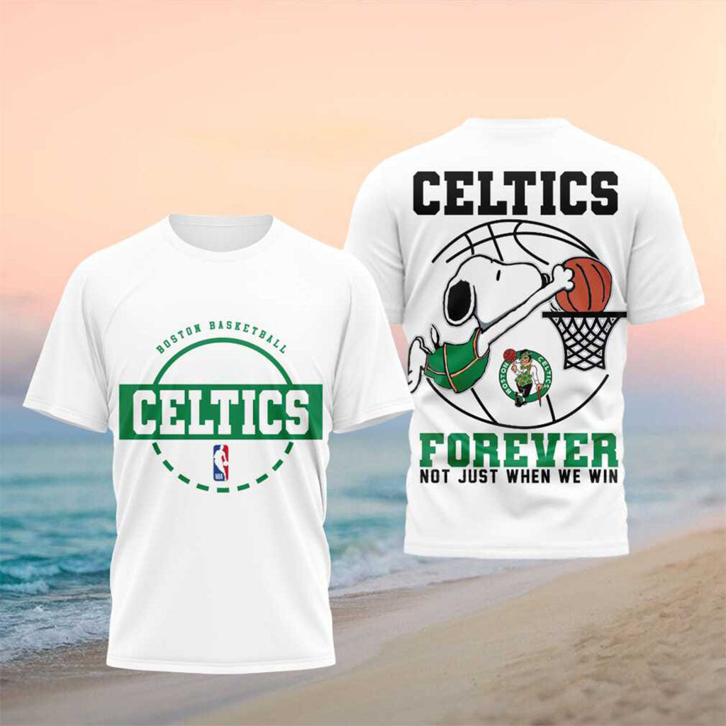 Snoopy x Boston Celtics Forever Not Just When We Win T-Shirt Celtics Merch Basketball Fan Gear - Merchluma