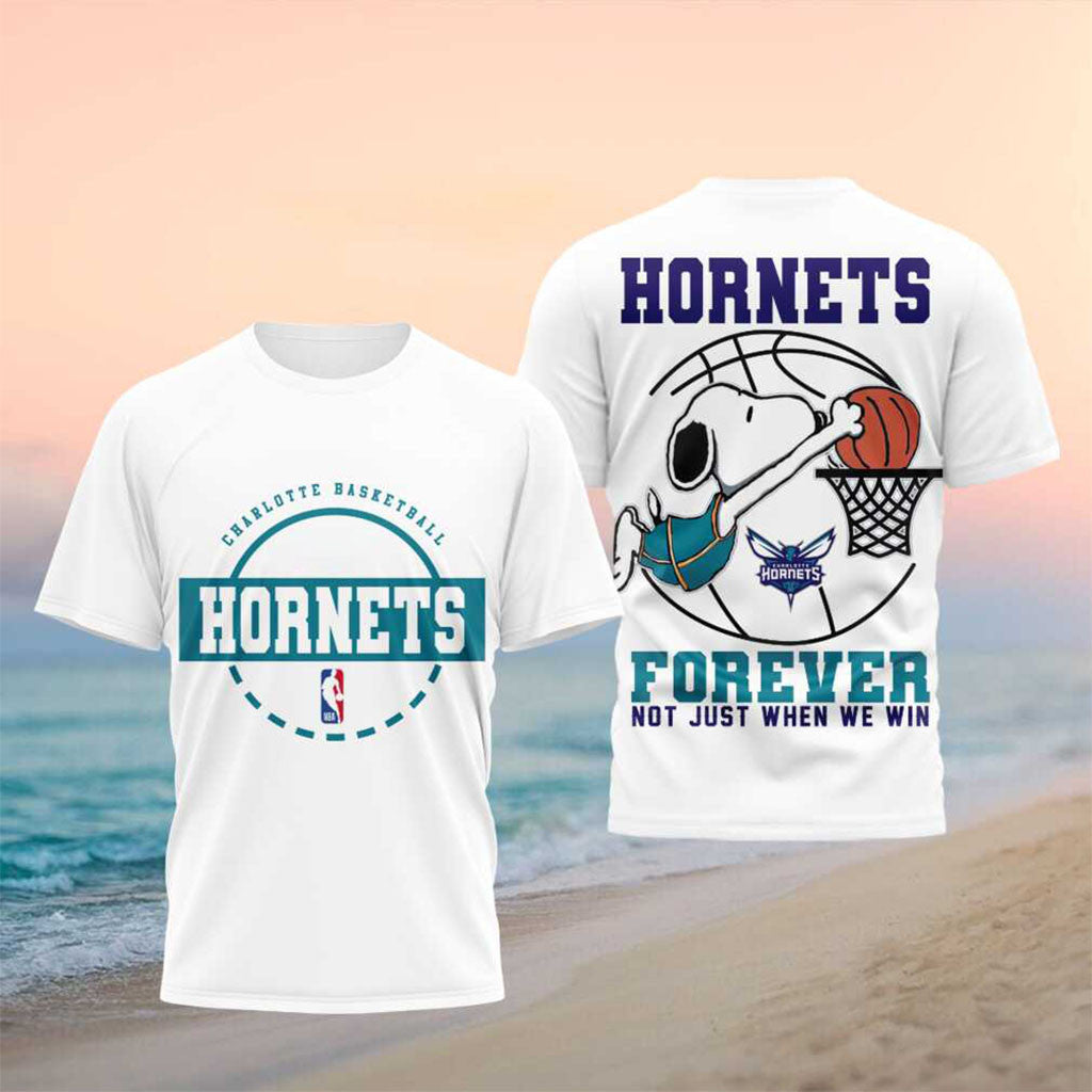 Snoopy x Charlotte Hornets Basketball Forever T-Shirt Hornets Merch Gifts For Basketball Fan - Merchluma