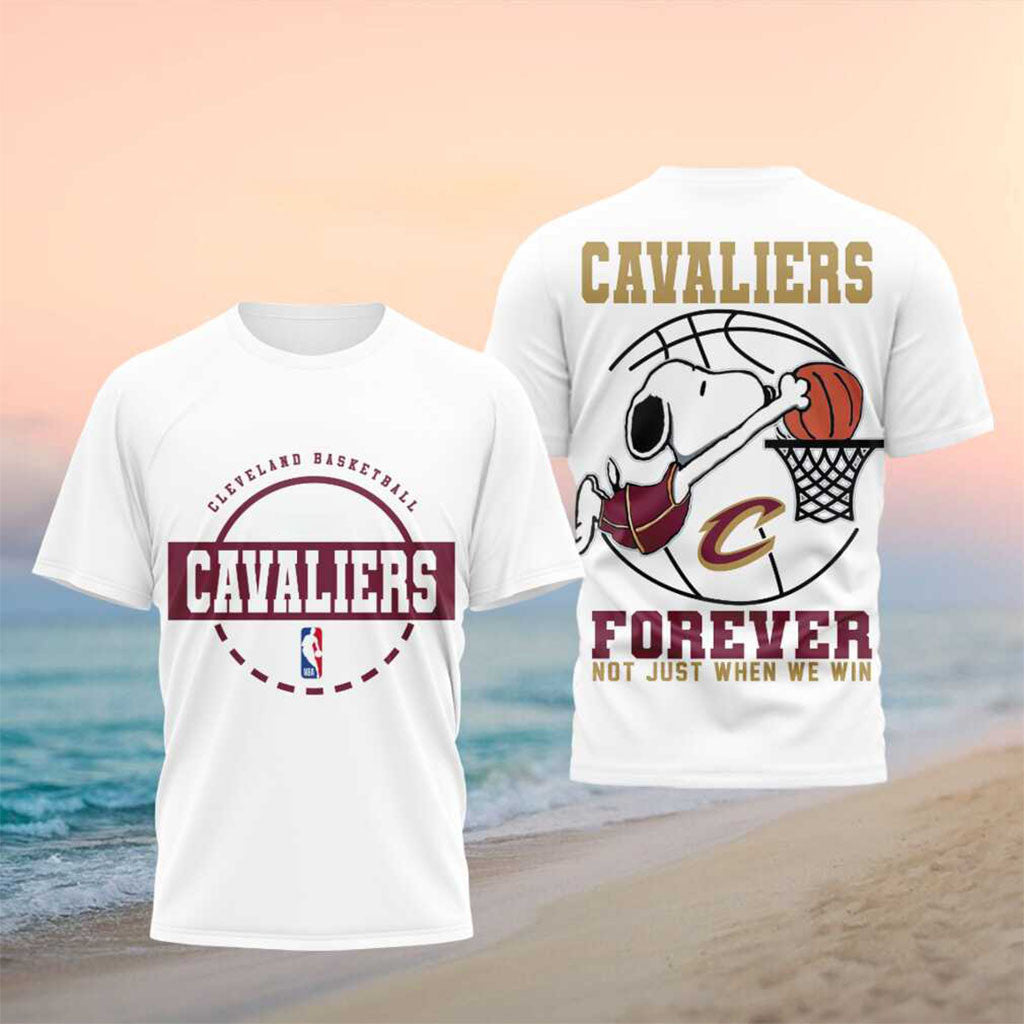 Snoopy x Cleveland Cavaliers Basketball Forever T-Shirt Cavaliers Merch Gifts For Basketball Fan - Merchluma