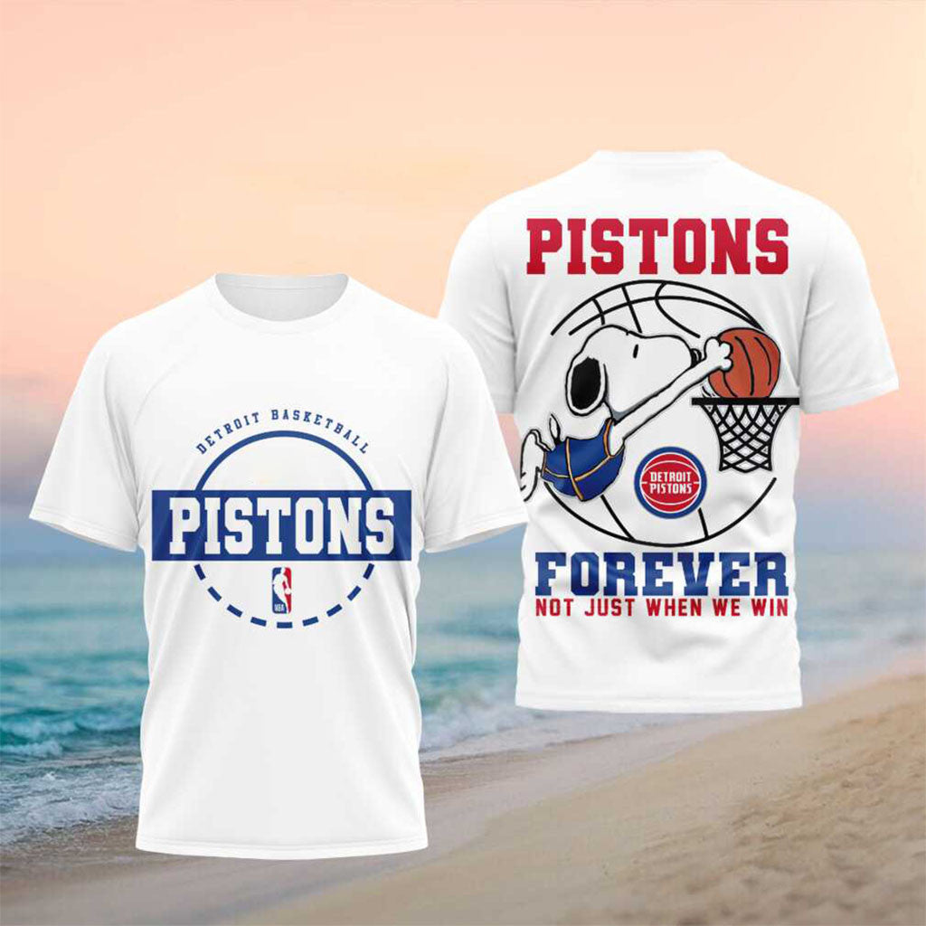 Snoopy x Detroit Pistons Basketball Forever T-Shirt Pistons Merch Basketball Enthusiast Gifts - Merchluma