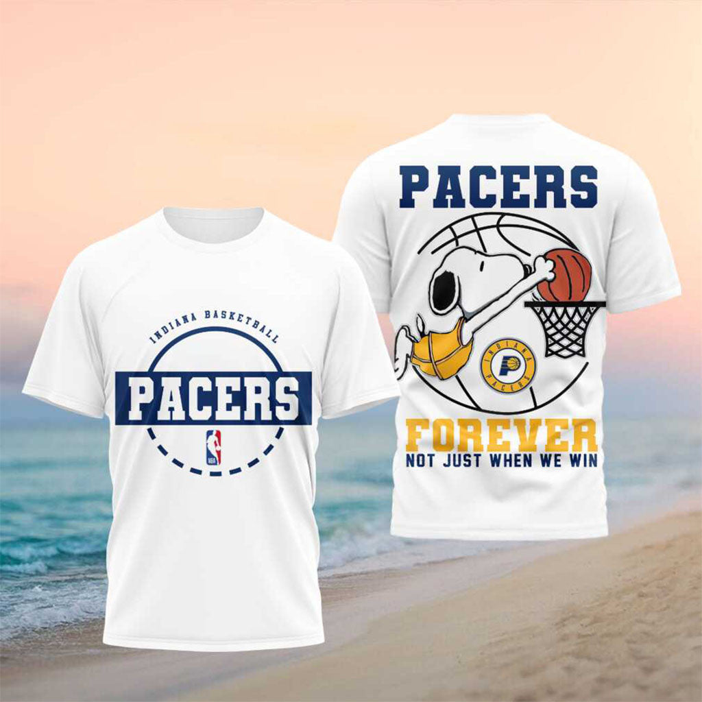 Snoopy x Indiana Pacers Basketball Forever T-Shirt Pacers Merch Presents For Basketball Fans - Merchluma