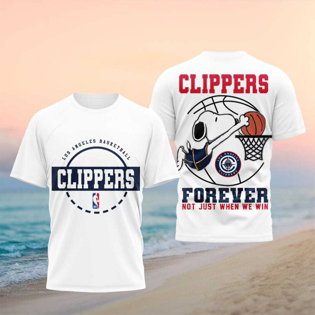 Snoopy x Los Angeles Clippers Basketball Forever T-Shirt Clippers Merch Presents For Him - Merchluma