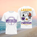 Snoopy x Los Angeles Lakers Basketball Forever T-Shirt Lakers Merch Best Gifts For Basketball Fans - Merchluma