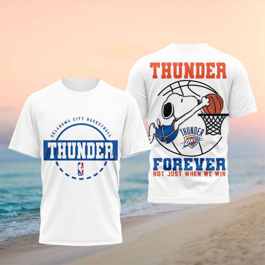 Snoopy x Oklahoma City Thunder Basketball Forever T-Shirt OKC Merch Gift For Basketball Lover - Merchluma