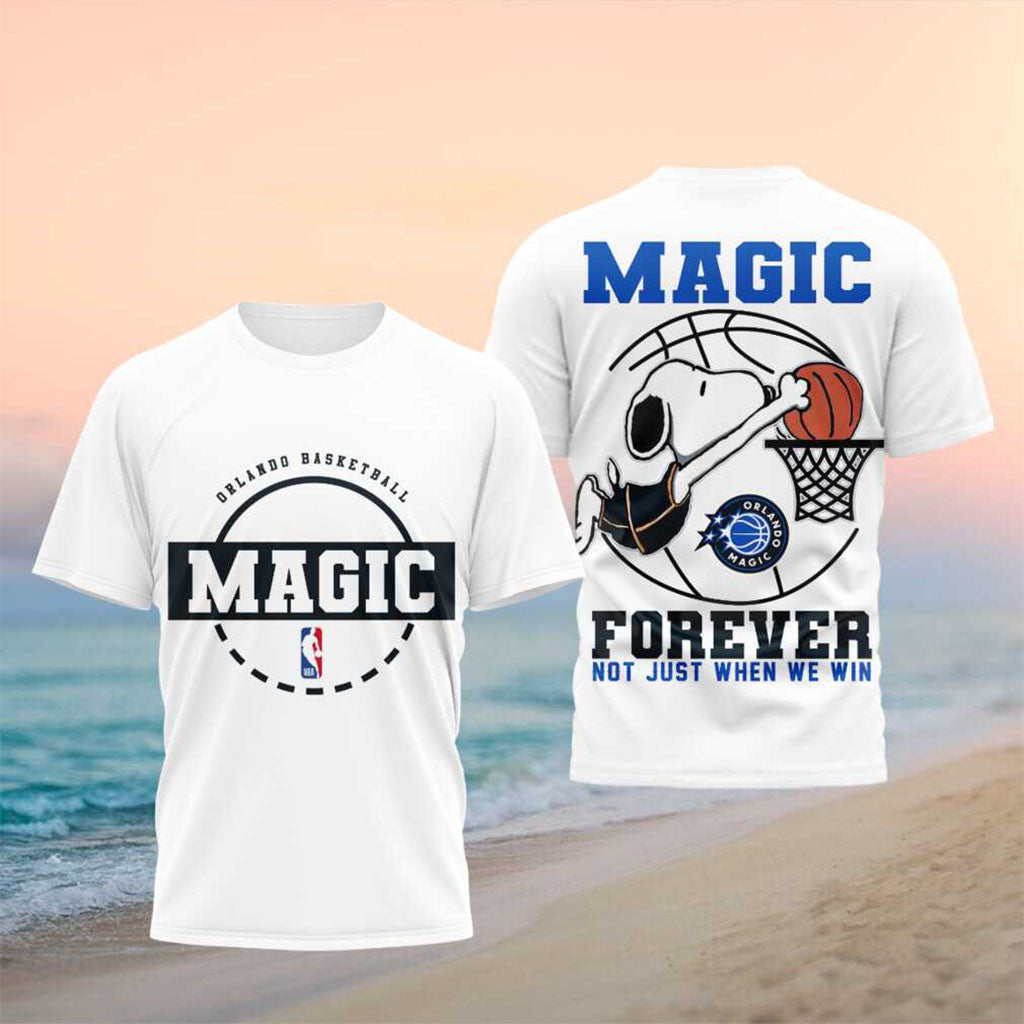 Snoopy x Orlando Magic Basketball Forever T-Shirt Orlando Magic Merch Basketball Fan Gear - Merchluma