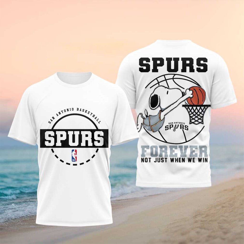 Snoopy x San Antonio Spurs Basketball Forever T-Shirt Spurs Merch Basketball Fan Gifts - Merchluma