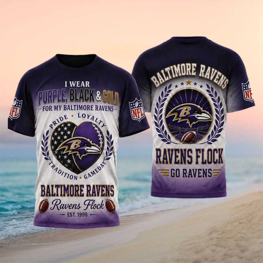Baltimore Ravens Football Heart Ravens Flock Gameday Pride Shirt Baltimore Ravens Merch - Merchluma