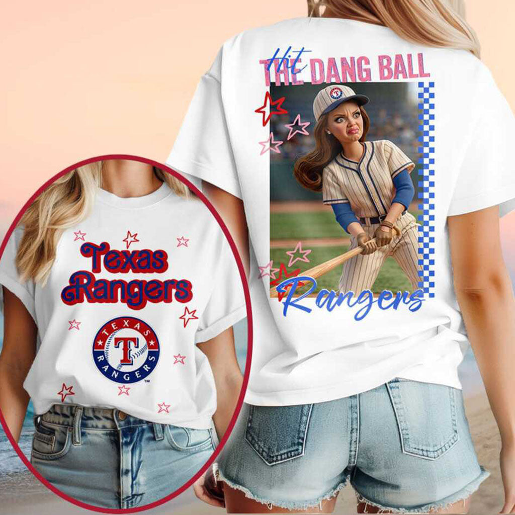 Texas Rangers Grumpy Girl Hit The Dang Ball Shirt Rangers Merch Presents For Baseball Lovers - Merchluma