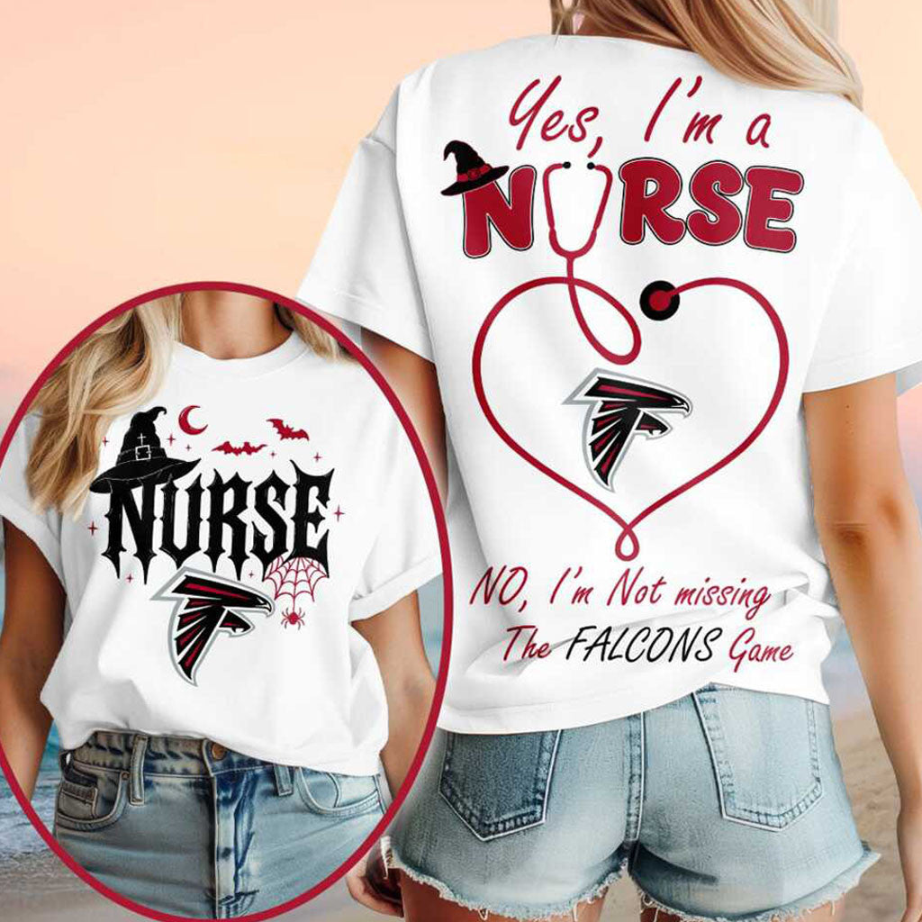 Atlanta Falcons Yes I'm A Nurse Halloween Witch Hat Shirt Falcons Merch Gifts For Football Fan - Merchluma