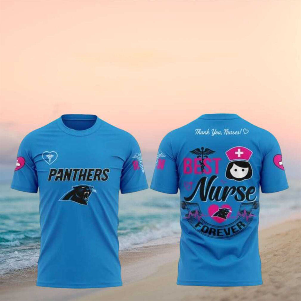 Carolina Panthers Best Nurse Forever Stethoscope Shirt Carolina Panthers Merch Fan Gifts - Merchluma