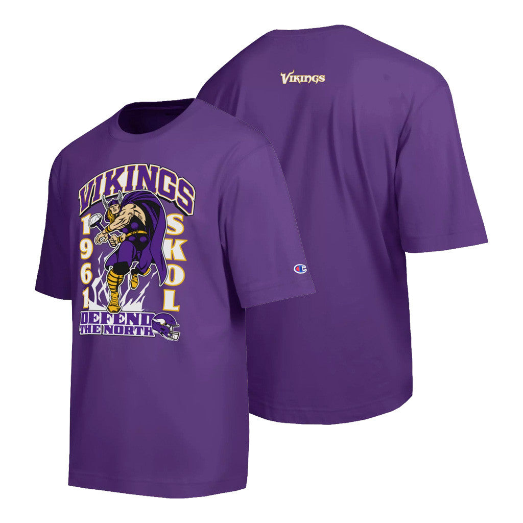 Minnesota Vikings Thor T-Shirt NFL Disney Champion Collab MN Vikings Merch Football Fan Gifts - Merchluma