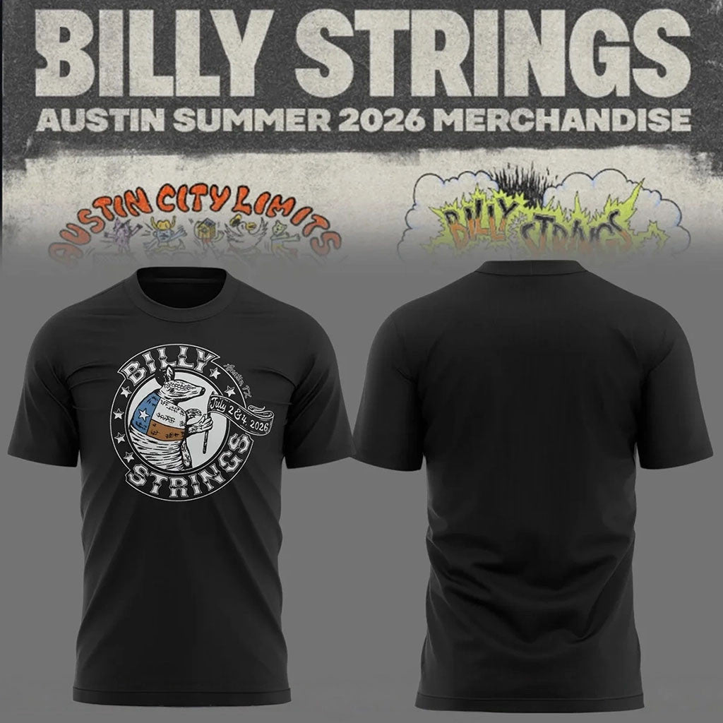 Billy Strings Austin Summer 2026 Merch Armadillo T-Shirt Presents Music Lovers - Merchluma