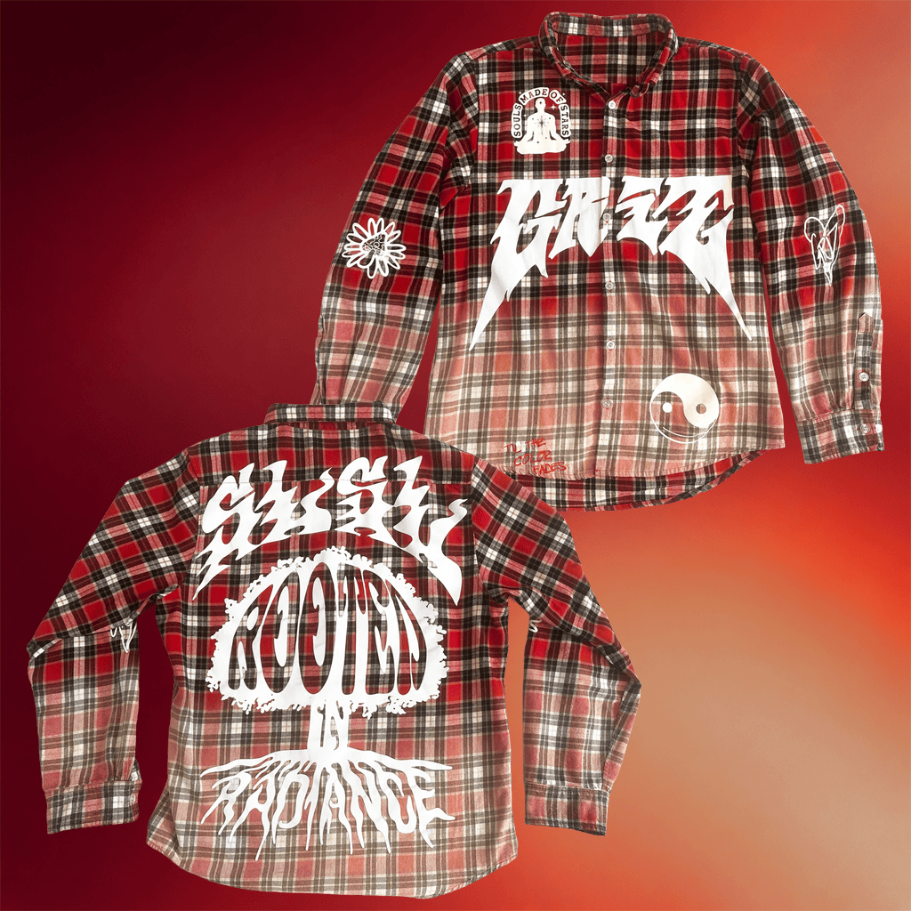 Griz Merch 2026 GRiZ Rooted In Radiance Red Flannel Button Up Shirt Birthday Gift For Brother - Merchluma
