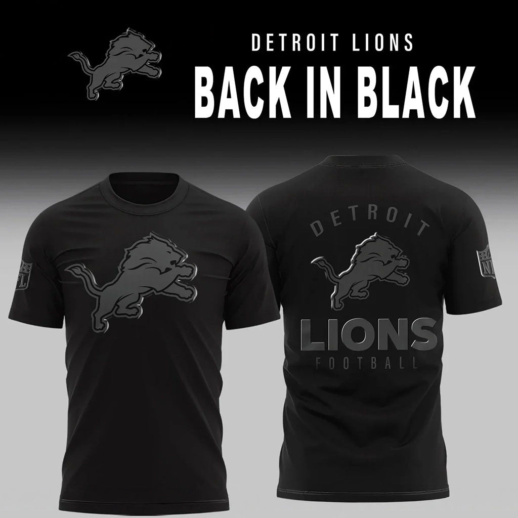 Detroit Lions Back In Black T-Shirt Game Day Shirt Detroit Lions Merch Gift For Football Fans - Merchluma