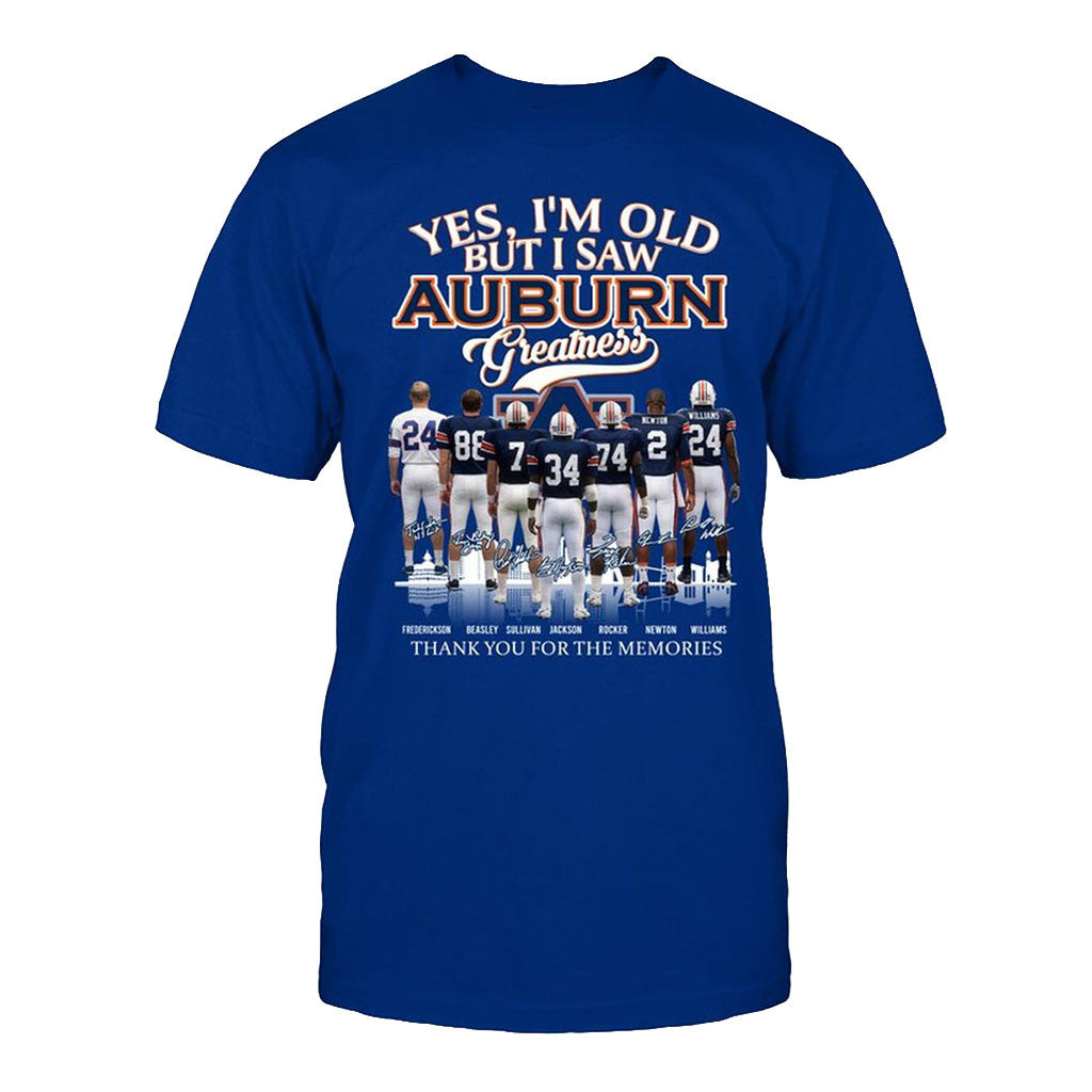 Auburn Tigers Merch Yes I'm Old But I Saw Greatness T-Shirt Gifts For Football Lovers - Merchluma