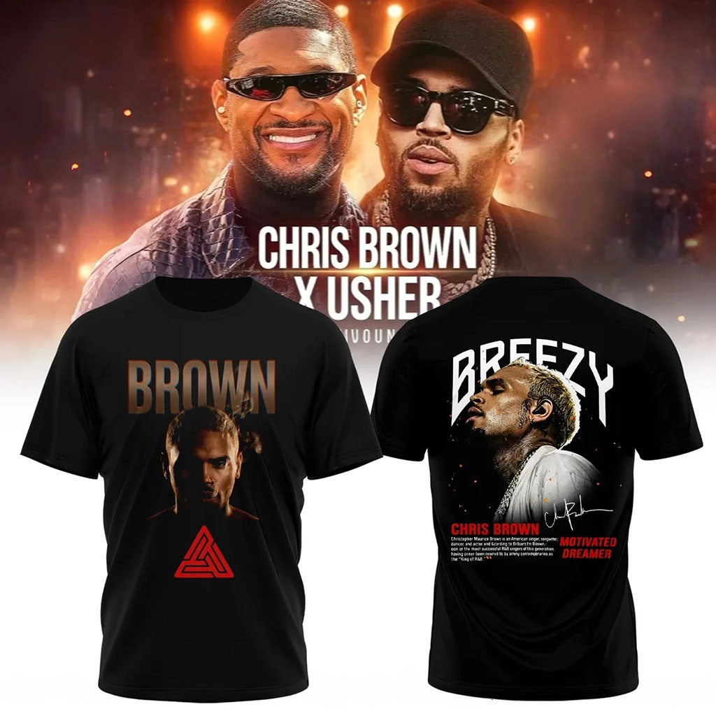 Chris Brown X Raymond Usher R&B Tour Merch Chris Brown Breezy T-Shirt Motivated Dreamer Tee - Merchluma