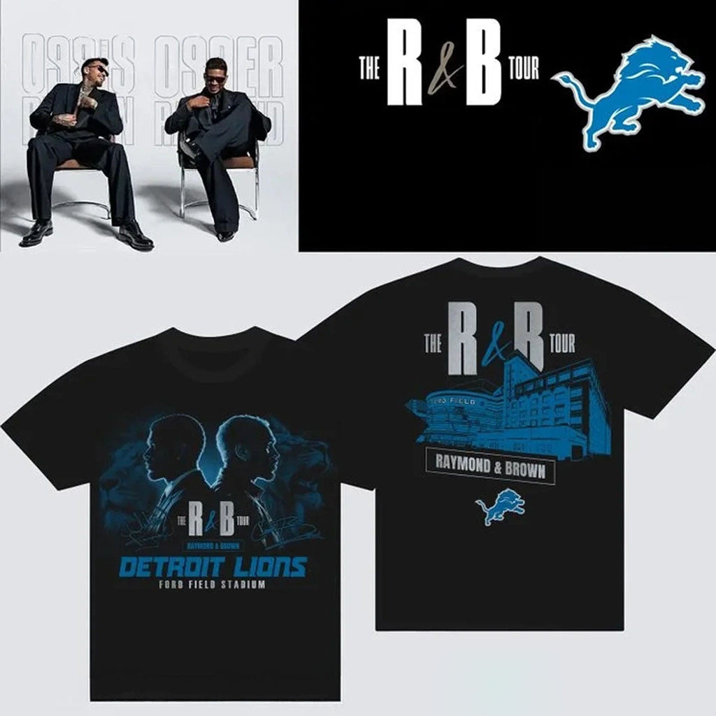 Detroit Lions X Usher X Chris Brown T-Shirt R&B Tour Merch 2026 Gifts For Music Lovers - Merchluma