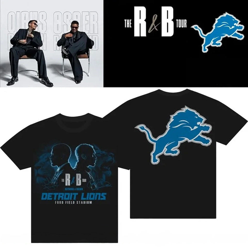 Detroit Lions X Usher X Chris Brown T-Shirt The R&B Tour Merch 2026 Concert Outfits For Fans - Merchluma