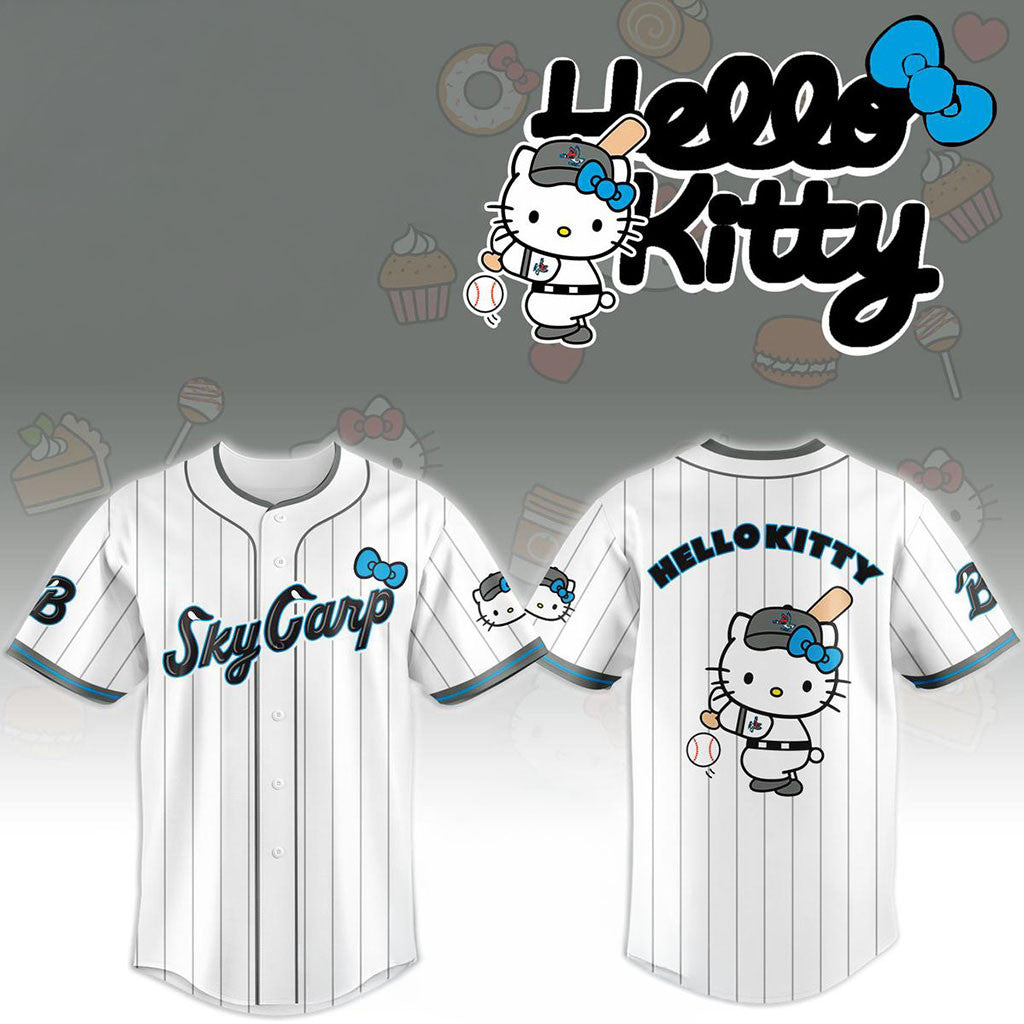 Beloit Sky Carp X Hello Kitty Classic Striped 2026 Night Game Jersey Beloit Sky Carp Merch - Merchluma