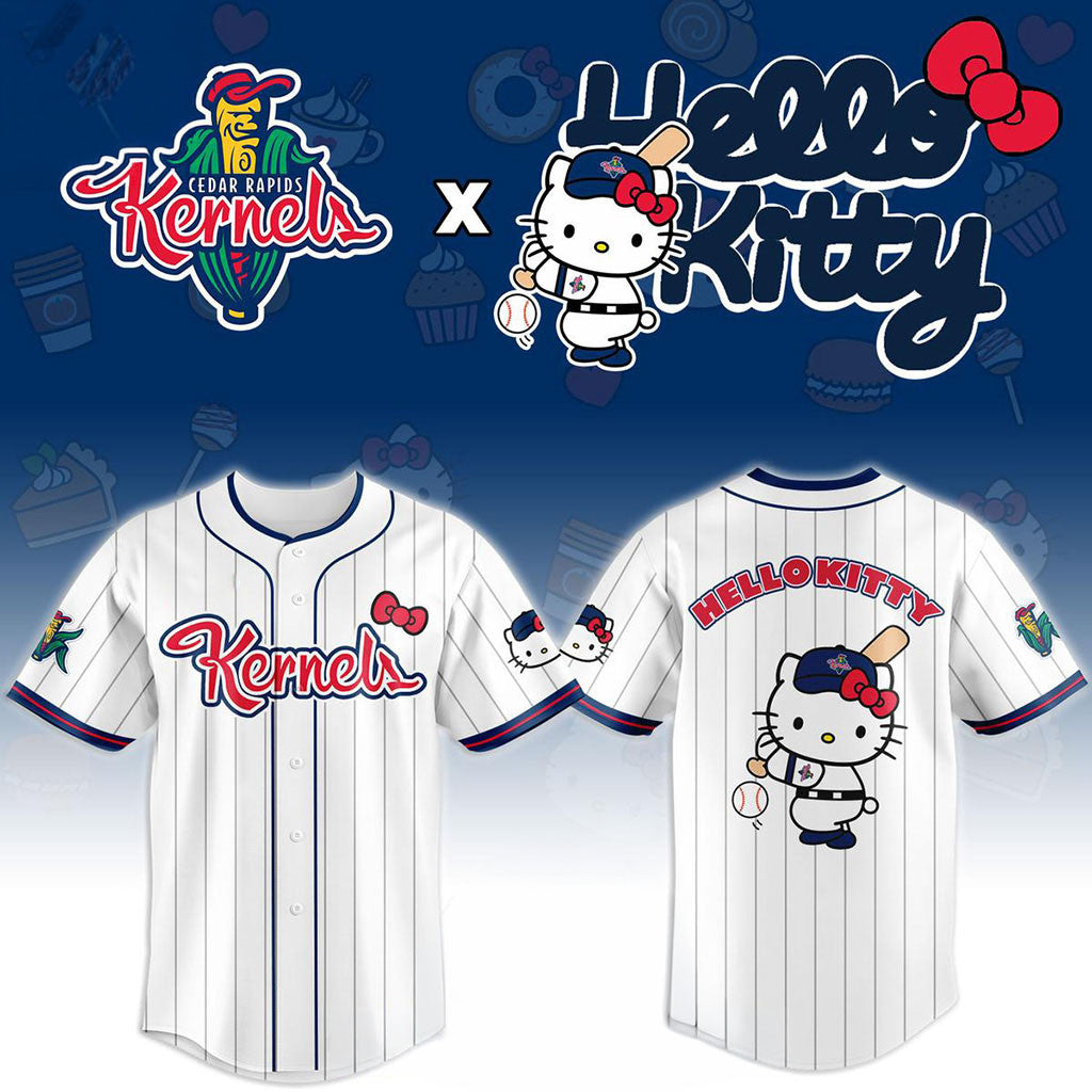 Cedar Rapids Kernels X Hello Kitty Classic Striped 2026 Night Game Jersey Kernels Merch Gifts - Merchluma
