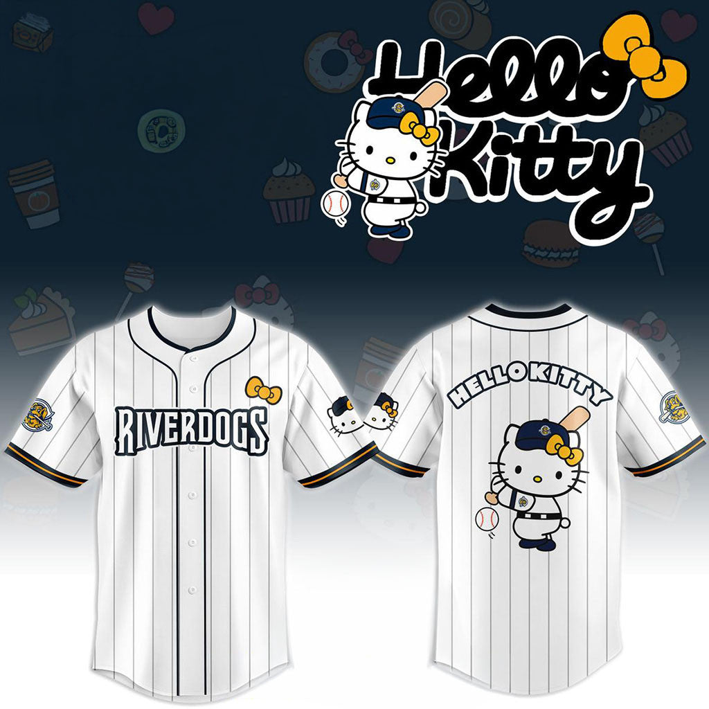 Charleston RiverDogs X Hello Kitty Classic Striped 2026 Night Game Jersey RiverDogs Merch - Merchluma
