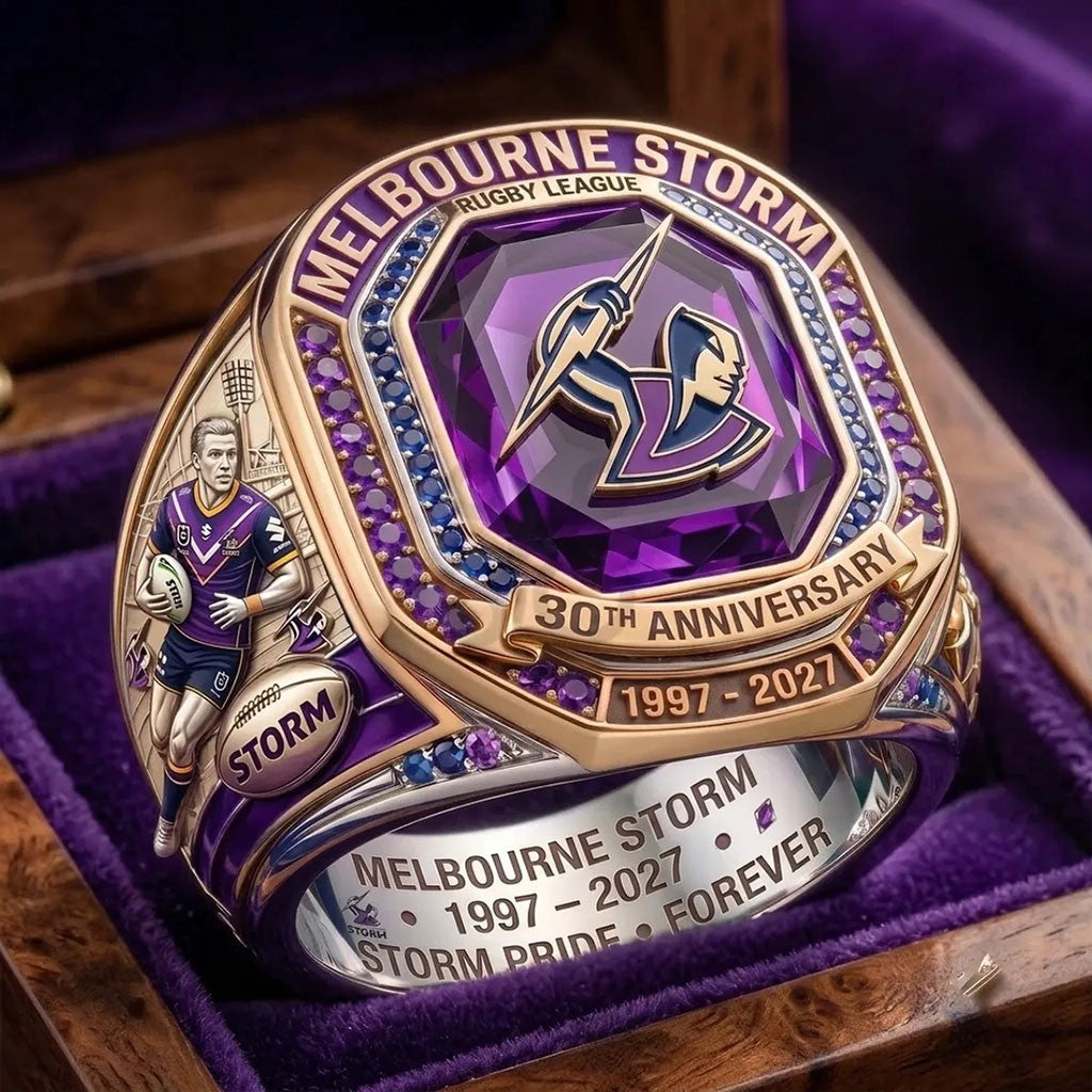Melbourne Storm 30th Anniversary 1997-2027 Rugby League Championship Ring Storm Pride Merch - Merchluma