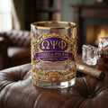 Omega Psi Phi 1911 Gold Trimmed Whiskey Glass Omega Psi Phi Merch Gifts For Dudes - Merchluma