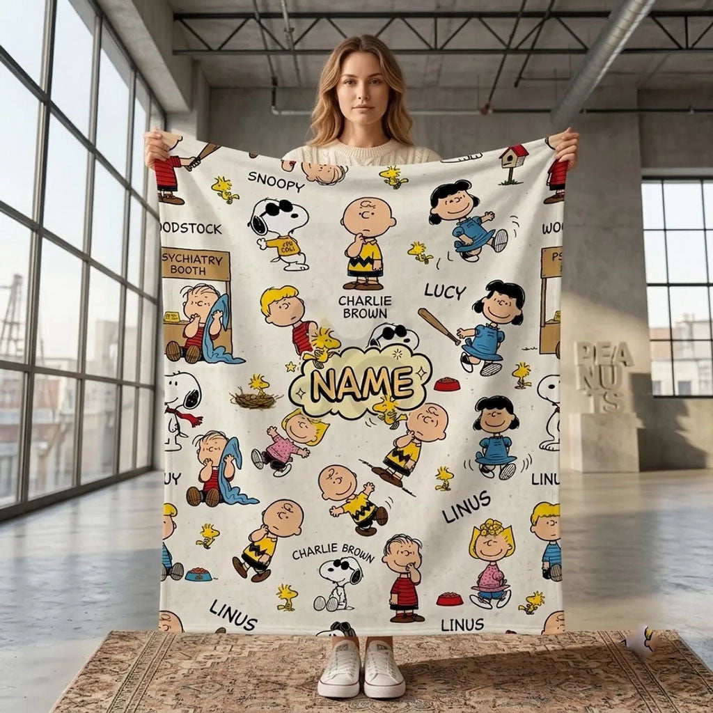 Personalized Peanuts Snoopy Blanket Funny Cute Cartoon Merch Gifts For Snoopy Fan - Merchluma