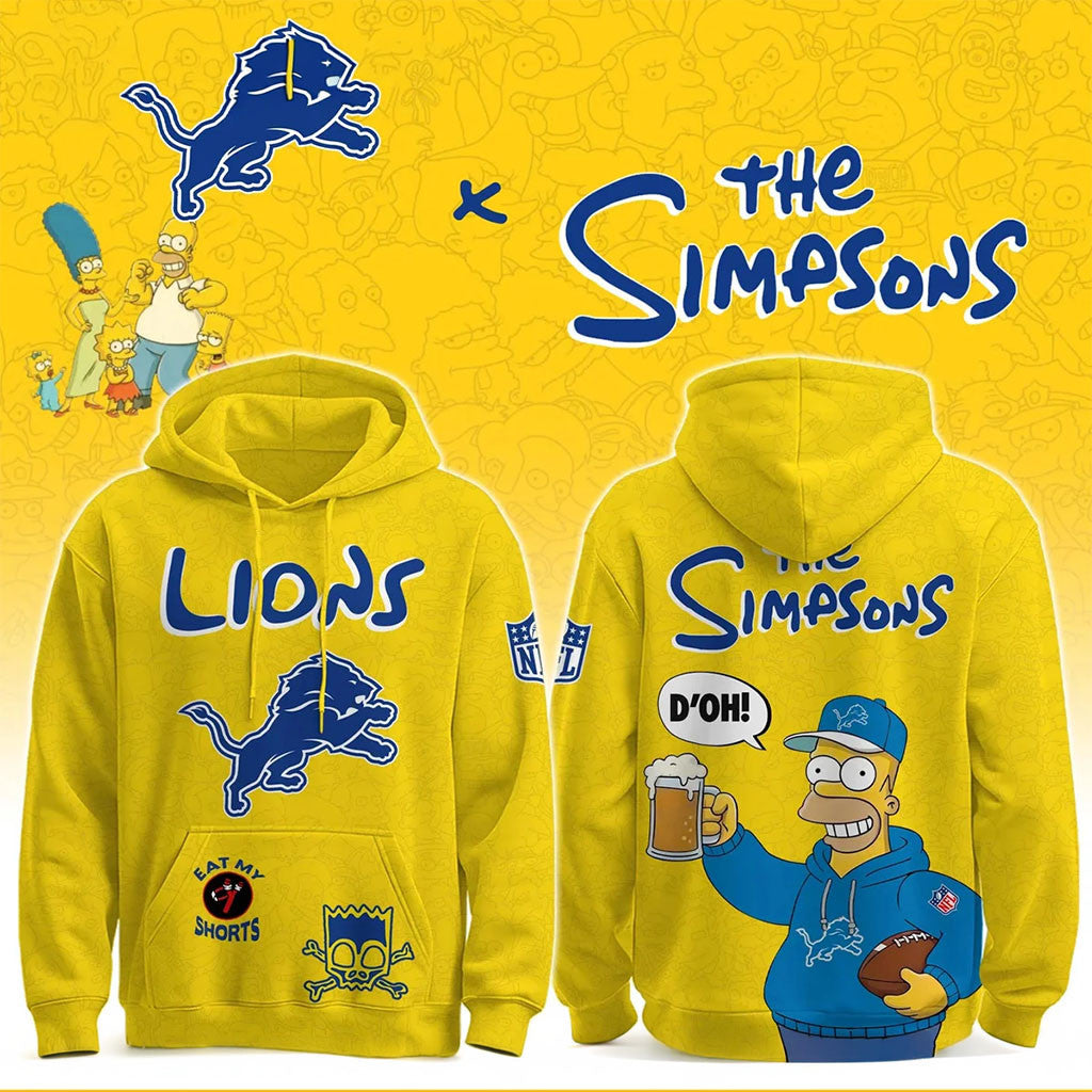 Detroit Lions X The Simpsons Merch Eat My Shorts Hoodie Game Day Gifts For Football Fans - Merchluma